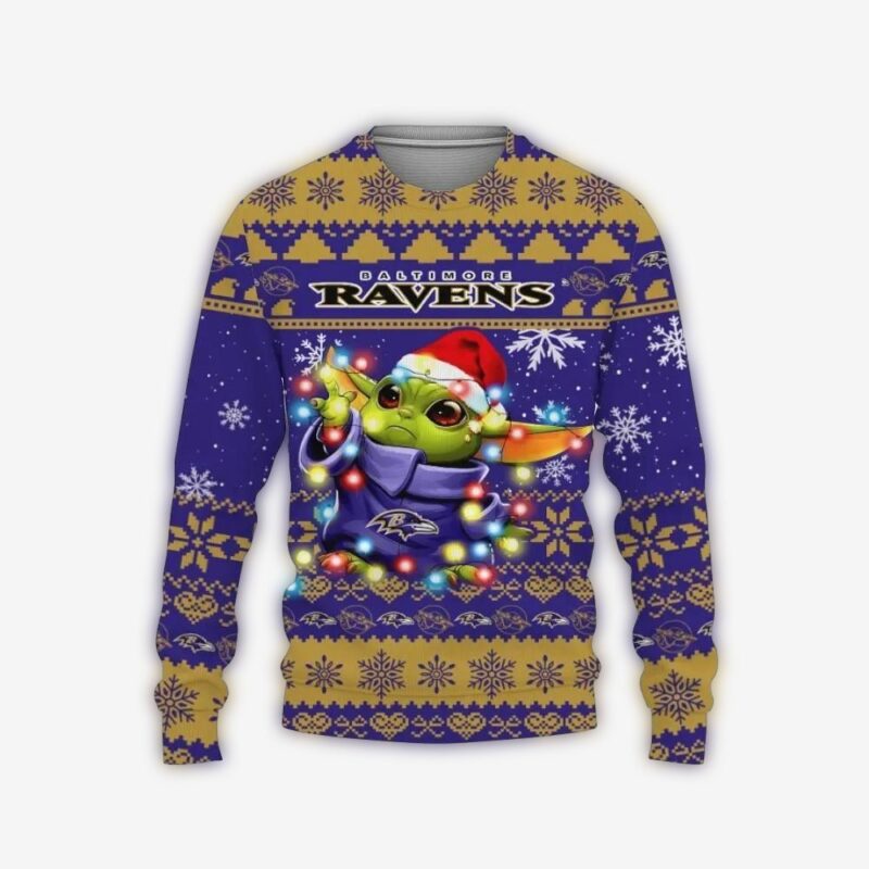 Baltimore Ravens Baby Yoda Star Wars Ugly Christmas Sweater.jpg