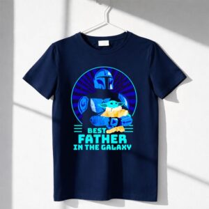 Best Father In The Galaxy Mandalorian Hug Baby Yoda Shirt