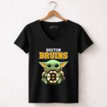 Boston Bruins Baby Yoda Holding Logo 5 Womens V Neck.jpg