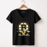 Boston Bruins Baby Yoda Trio Hockey Team Mandalorian Star Wars 5 Womens V Neck.jpg