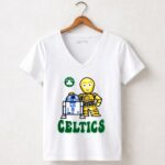 Boston Celtics Star Wars R2 D2 C 3PO 5 Womens V Neck.jpg