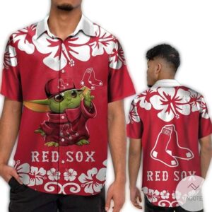 Boston Red Sox Baby Yoda Floral Hawaiian Shirt 1.jpg