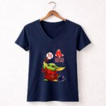 Boston Red Sox Baby Yoda Star Wars Baseball 9 Womens V Neck.jpg