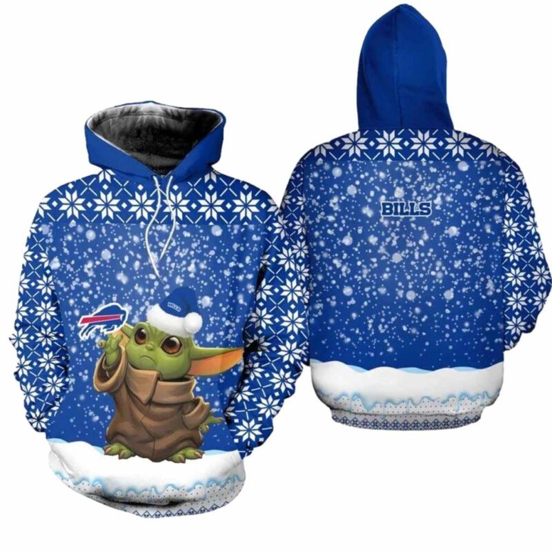 Buffalo Bills Christmas Pattern Yoda Football All Over Print Hoodie 1.jpg