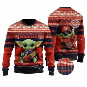 Chicago Bears Baby Yoda Christmas Force Ugly Sweater 1.jpg