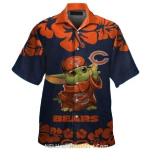 Chicago Bears Baby Yoda Floral Hawaiian Shirt 1.jpg