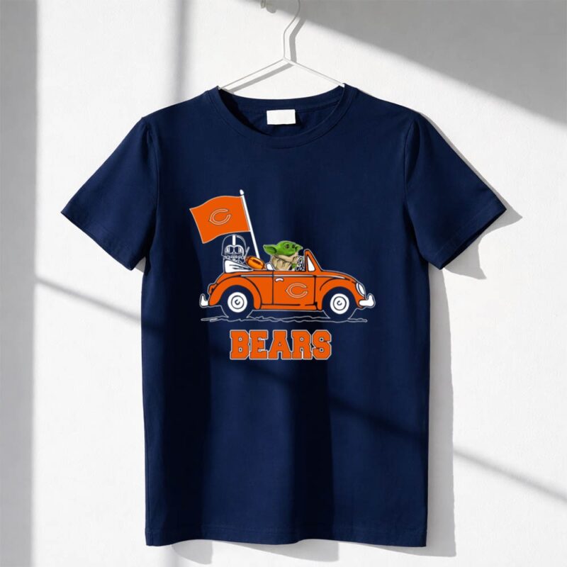 Chicago Bears Darth Vader Baby Yoda Car Driving Star Wars Football 1 T Shirt