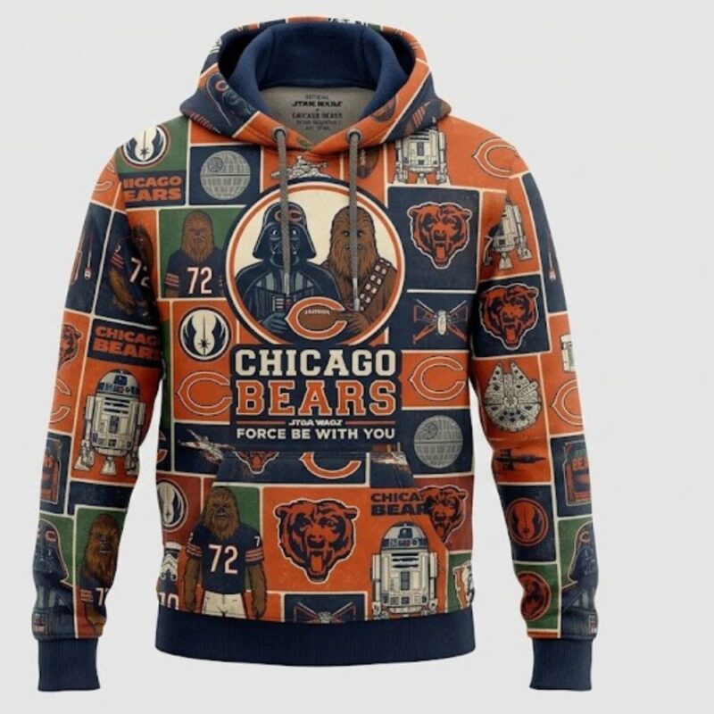 Chicago Bears With Character Star Wars Pattern All Over Print Hoodie 1.jpg