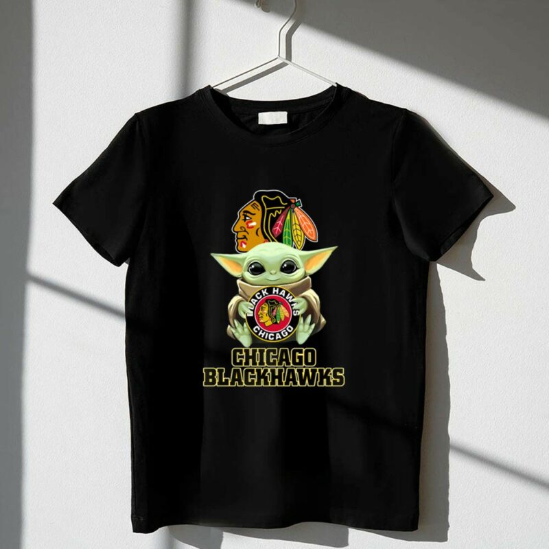 Chicago Blackhawks Baby Yoda Holding Blackhawks 1 T Shirt.jpg