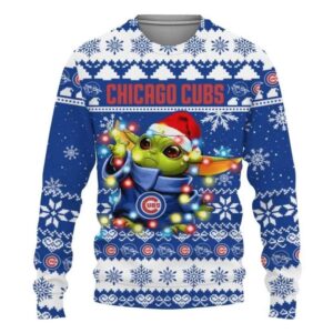 Chicago Cubs Baby Yoda Light Christmas Ugly Sweater 1.jpg