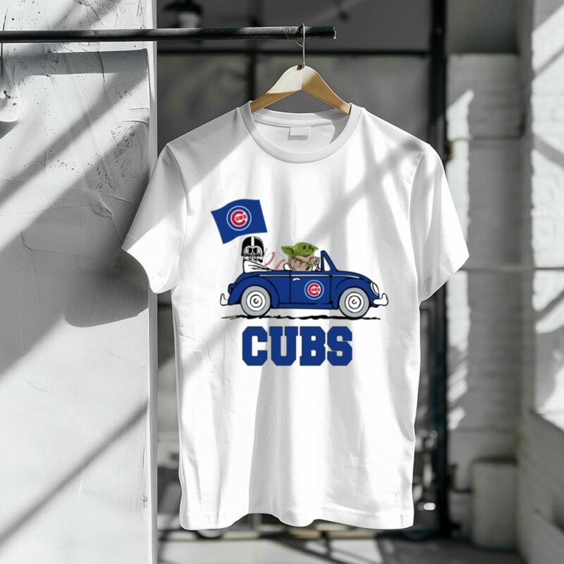 Chicago Cubs Darth Vader Baby Yoda Driving Star Wars Crossover 1 T Shirt.jpg