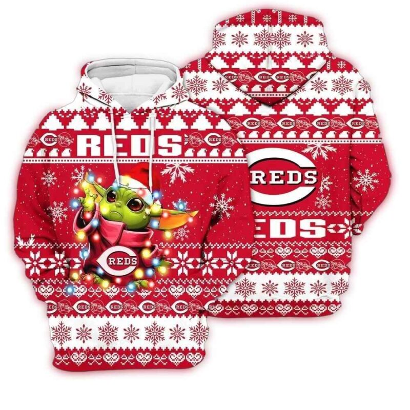 Cincinnati Reds Baby Yoda Star Wars Sports Football American Christmas 3D Hoodie 1.jpg