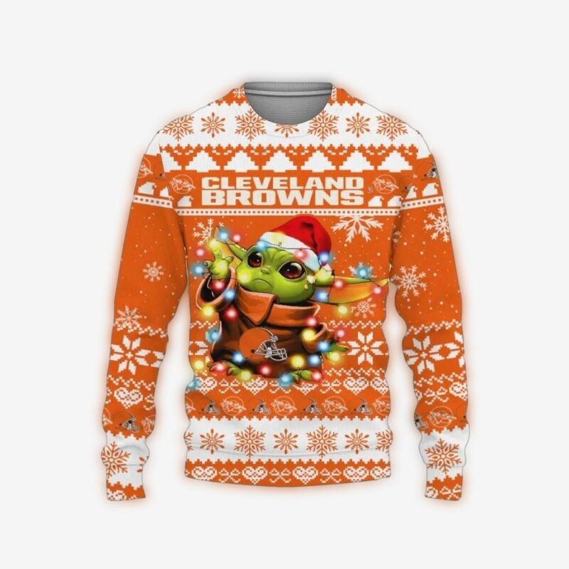 Cleveland Browns Baby Yoda Star Wars Ugly Christmas Sweater.jpg