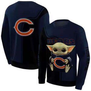 Custom Name Chicago Bears Baby Yoda All over Print Sweatshirt 1.jpg