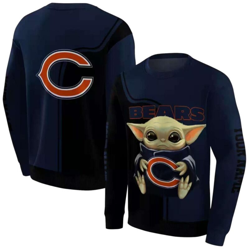 Custom Name Chicago Bears Baby Yoda All over Print Sweatshirt 1.jpg
