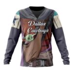 Custom Name Dallas Cowboys Mandalorian And Baby Yoda All over Print Sweatshirt 1.jpg