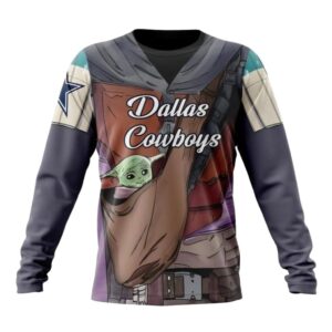 Custom Name Dallas Cowboys Mandalorian And Baby Yoda All over Print Sweatshirt 1.jpg