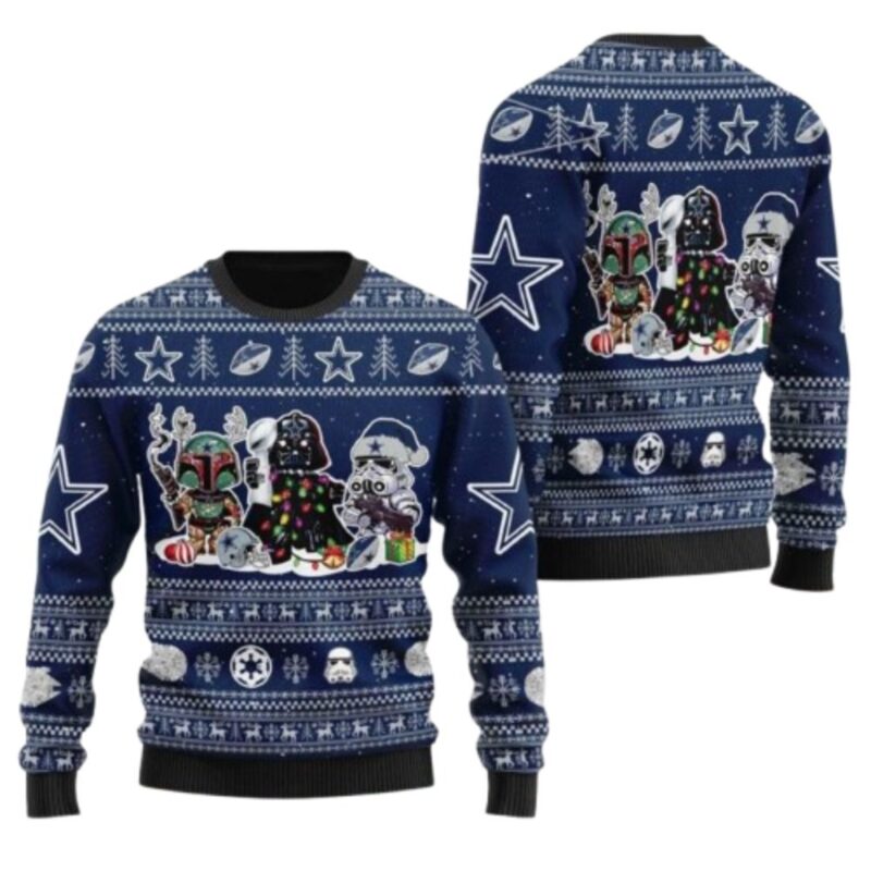Dallas Cowboy Character Darth Vader Boba Fett and Stormtroopers Ugly Sweater 1.jpg