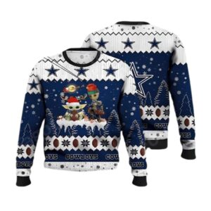 Dallas Cowboys Baby Yoda And Baby Groot Christmas Santa Claus Ugly Sweater 1.jpg