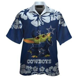 Dallas Cowboys Baby Yoda Hibiscus Pattern Hawaiian Shirt 1.jpg