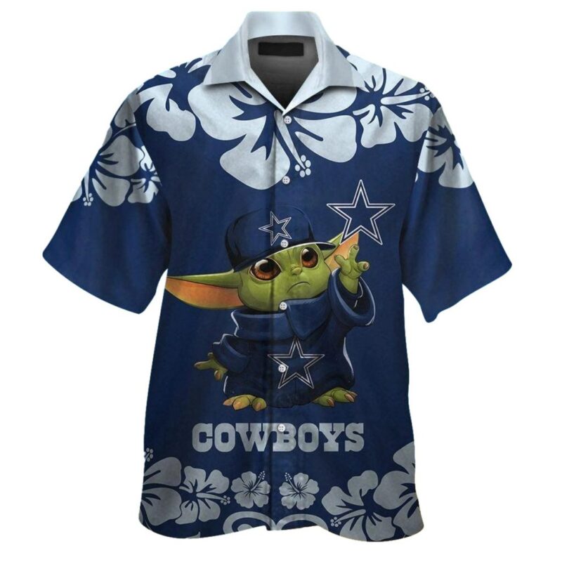 Dallas Cowboys Baby Yoda Hibiscus Pattern Hawaiian Shirt 1.jpg
