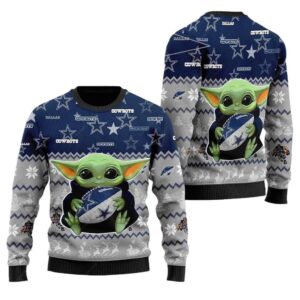 Dallas Cowboys Baby Yoda Hug Ball Ugly Sweater 1.jpg