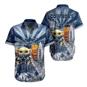 Dallas Cowboys Baby Yoda and Tiki Surfing Funny Hawaiian Shirt 1.jpg