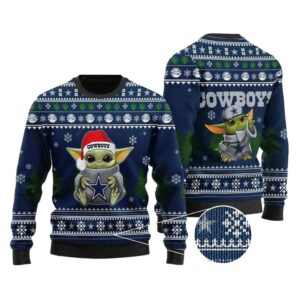 Dallas Cowboys Logo Baby Yoda Santa Claus Funny Ugly Sweater 1.jpg