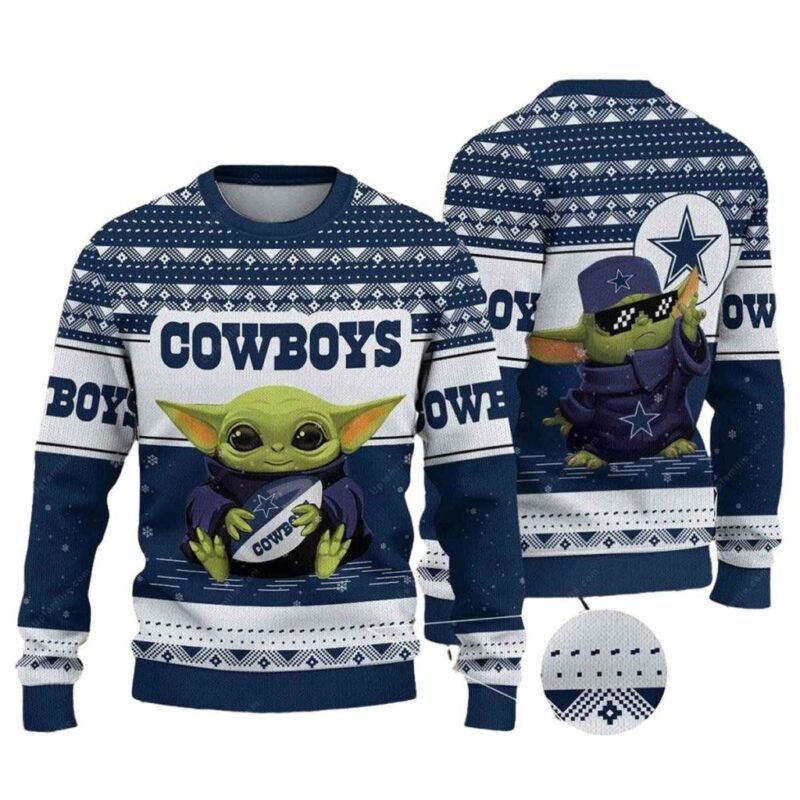 Dallas Cowboys Logo Cool Baby Yoda Ugly Sweater 1.jpg