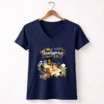 Darth Vader Boba Fett Yoda Grogu R2D2 and C 3PO Star Wars Happy Thanksgiving 9 Womens V Neck.jpg