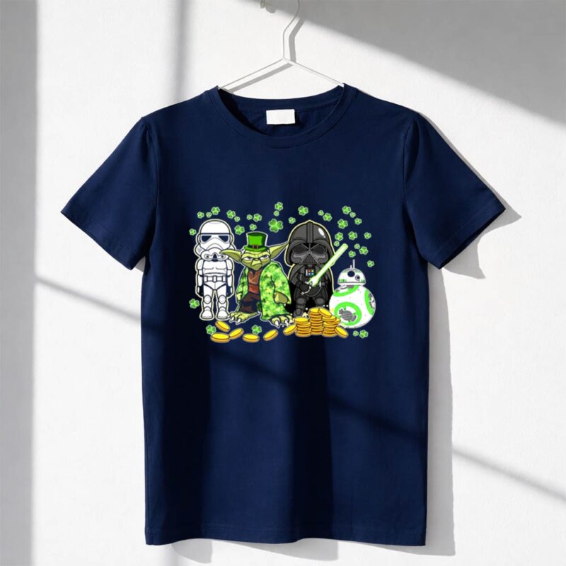 Darth Vader Yoda Stormtroopers and BB 8 Shamrock 1 T Shirt