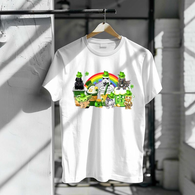 Darth Vader Yoda and Friends Star Wars St Patricks Day Coffee Rainbow 1 T Shirt