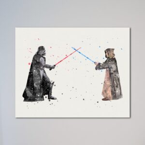 Darth Vader vs Obi Wan Kenobi Star Wars Watercolor Wall Art 1.jpg