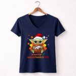 Denver Broncos Baby Yoda Happy Hallothanksmas 9 Womens V Neck.jpg