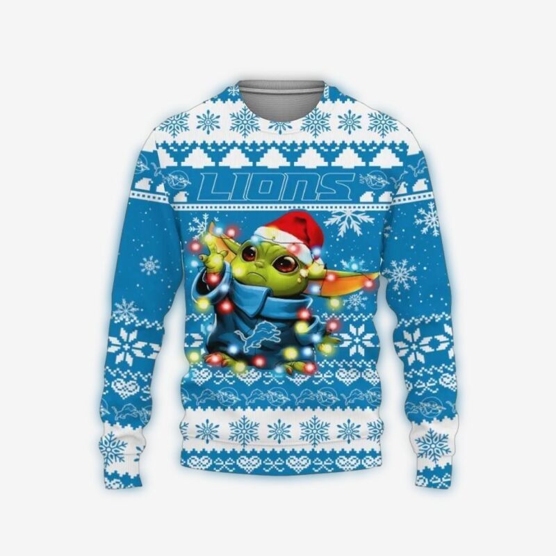 Detroit Lions Baby Yoda Star Wars Ugly Christmas Sweater.jpg