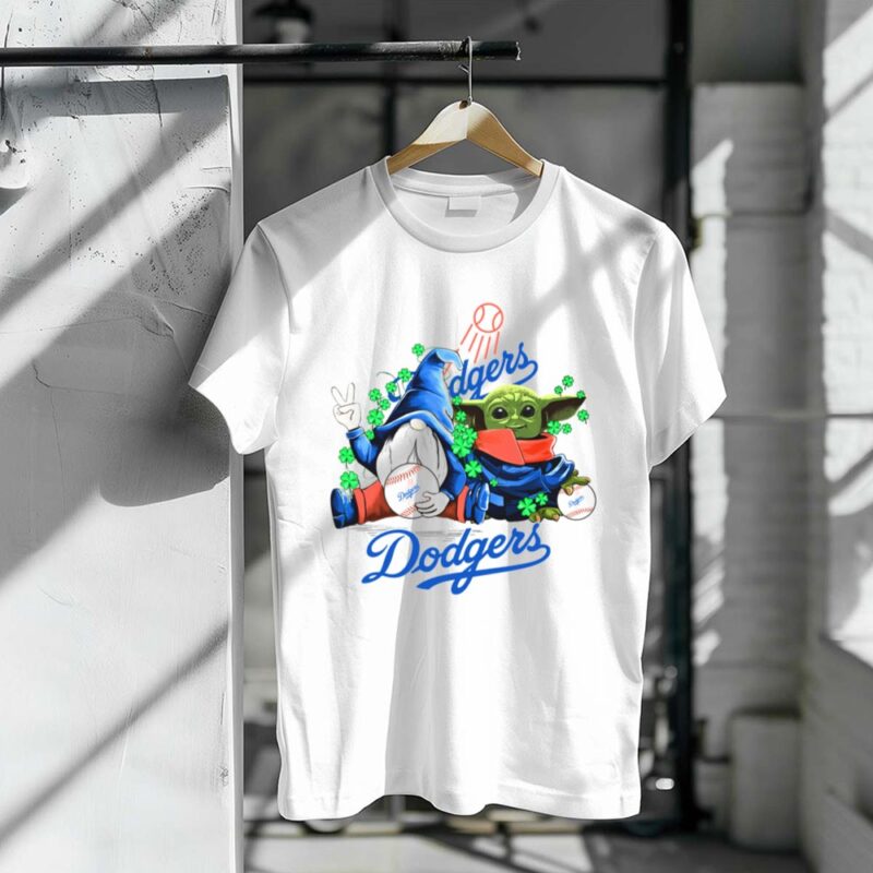 Dodgers Gnomes and Baby Yoda with Baseball and Shamrocks 1 T Shirt