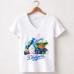 Dodgers-Gnomes-and-Baby-Yoda-with-Baseball-and-Shamrocks-5-Womens-V-Neck