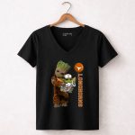 GY Texas Longhorns Groot Baby Yoda Balloon 5 Womens V Neck 1.jpg