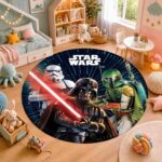 Galactic Saga Space Opera Warriors Cosmic Battle Round Rug 1.jpg