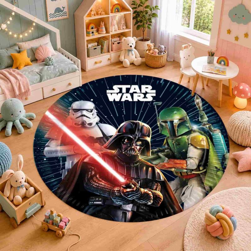 Galactic Saga Space Opera Warriors Cosmic Battle Round Rug 1.jpg