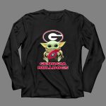 Georgia Bulldogs Baby Yoda Holding Football 4 Long Sleeves.jpg