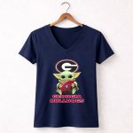Georgia Bulldogs Baby Yoda Holding Football 9 Womens V Neck.jpg