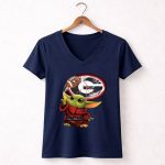 Georgia Bulldogs Football Baby Yoda Magic Force 9 Womens V Neck.jpg