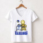 Golden State Warriors Star Wars R2 D2 C 3PO 5 Womens V Neck.jpg