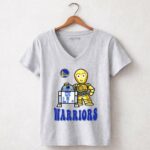 Golden State Warriors Star Wars R2 D2 C 3PO 9 Womens V Neck.jpg