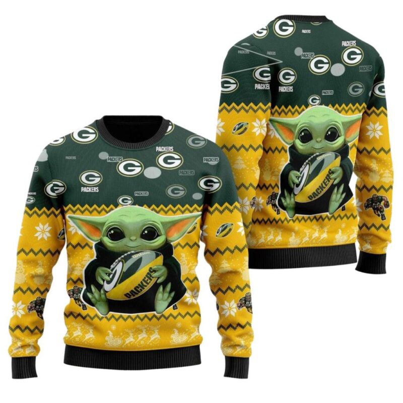 Green Bay Packers Baby Yoda American Football Fans Ugly Sweater 1.jpg