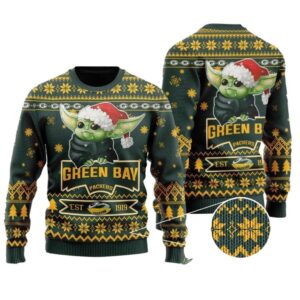 Green Bay Packers Cute Baby Yoda Grogu Ugly Sweater 1.jpg
