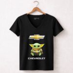 Grogu Holds Chevrolet Logo with Star Wars 7 Womens V Neck.jpg