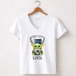 Grogu Hug Lancia Logo Baby Yoda Fan 5 Womens V Neck.jpg