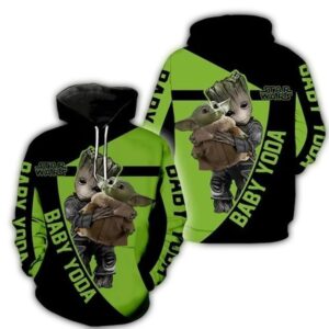 Groot Baby Yoda Star Wars 3D Hoodie For Men And Women 1.jpg